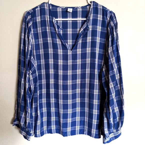 Old Navy Tops - Old Navy  Blue White Check Blouse